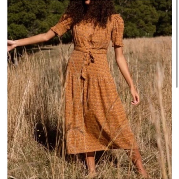 NWT Daughters of India prairie dress is autumn block print size small - Picture 2 of 14